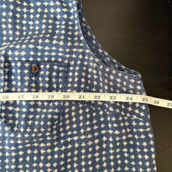 Lauren Ralph Lauren Top Sz 3X Blue Linen Sleeveless Button Up Tie Front Western - Picture 8 of 9